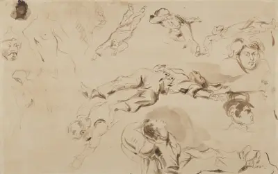 Figurové studie k „Svoboda vede lid na barikády“, Eugène Delacroix