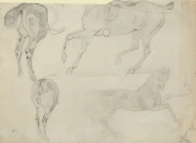 Four Studies of Horses av Eugène Delacroix