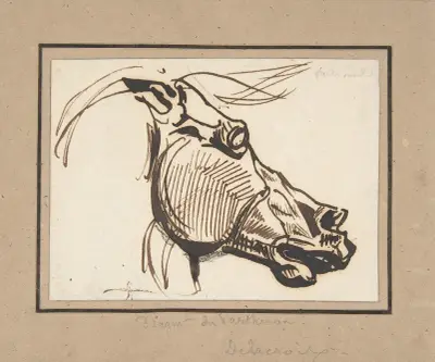 Head of a Horse, after the Parthenon av Eugène Delacroix