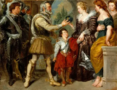 Henri IV Conferring the Regency upon Marie de’ Medici av Eugène Delacroix