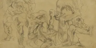 Hercules Feeding Diomedes to His Mares av Eugène Delacroix