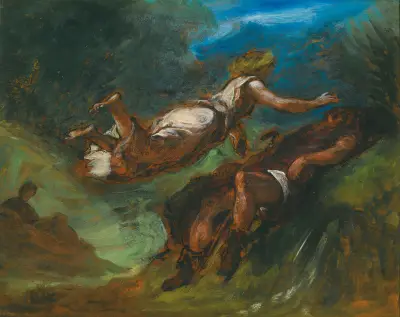 Hésiode Et La Muse av Eugène Delacroix