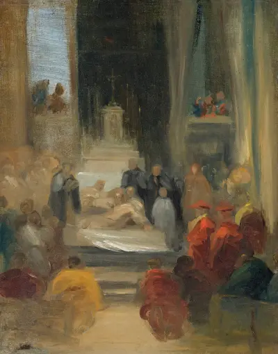 Interior Of A Church; Ordination Of Carmelites av Eugène Delacroix