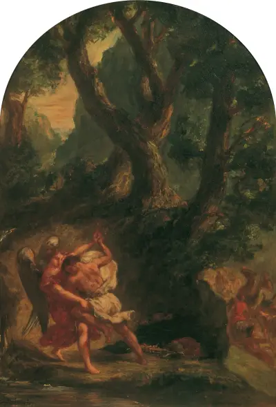 Jakob ringt mit dem Engel av Eugène Delacroix