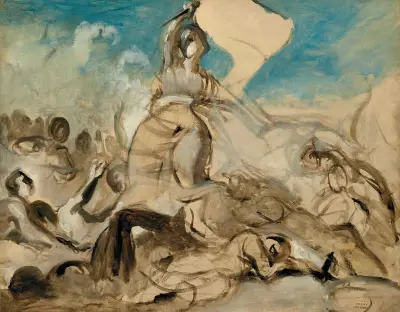 La liberté guidant le peuple av Eugène Delacroix