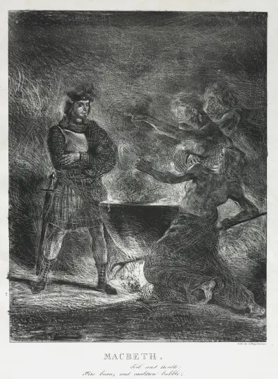 Macbeth Consulting the Witches av Eugène Delacroix