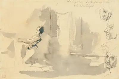 Markétka v kostele se studiemi hlavy Mefistofela, Eugène Delacroix