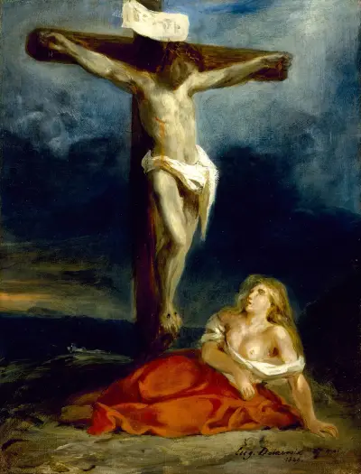 Saint Mary Magdalene At The Foot Of The Cross av Eugène Delacroix
