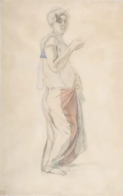 Standing Woman in Moroccan Costume av Eugène Delacroix