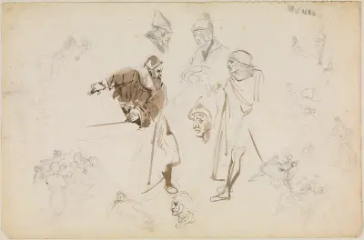 Studienblatt zu ‘Faust’ av Eugène Delacroix