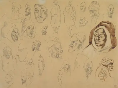 Studies of Arab Heads and Figures av Eugène Delacroix