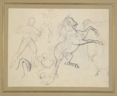 Studies of Figures, Horses and Dogs av Eugène Delacroix