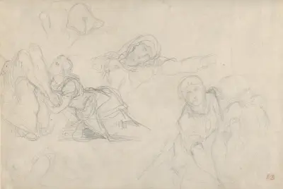Studies of the Virgin and Holy Women for ‘The Lamentation’ av Eugène Delacroix