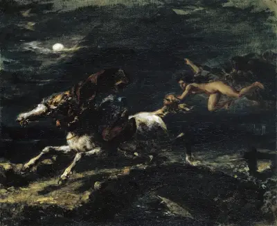 Tam O’Shanter Pursued by the Witches av Eugène Delacroix
