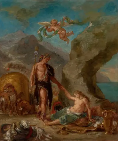 The Autumn – Baccus and Ariadne av Eugène Delacroix