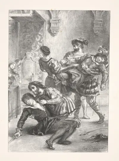 The death of Hamlet (Act V, scene ii) av Eugène Delacroix