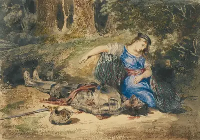 The Death of Lara av Eugène Delacroix
