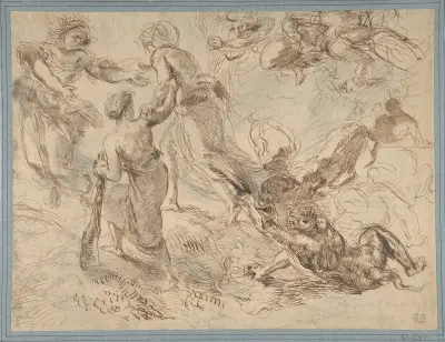 The Triumph of Genius over Envy av Eugène Delacroix