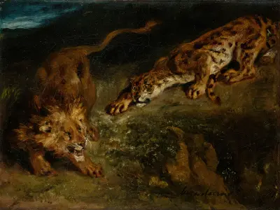 Tiger and Lion av Eugène Delacroix