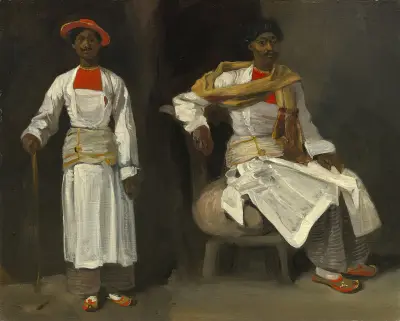 Two Studies of an Indian from Calcutta,Seated and Standing av Eugène Delacroix