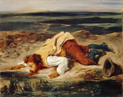 Wounded Brigand (Roman Shepherd) av Eugène Delacroix