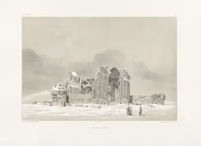 Mosquée ruinée Tabriz av Eugène Flandin