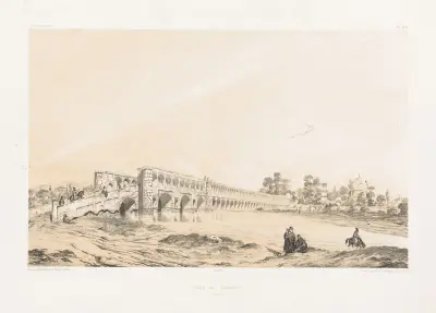 Pont de Djoulfa Ispahan av Eugène Flandin