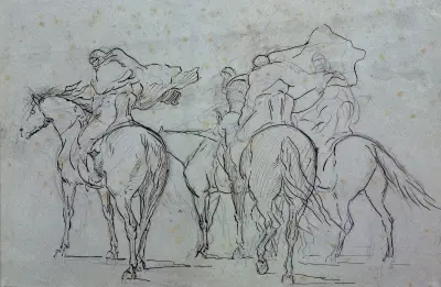 Arabian Horsemen (study) av Eugène Fromentin