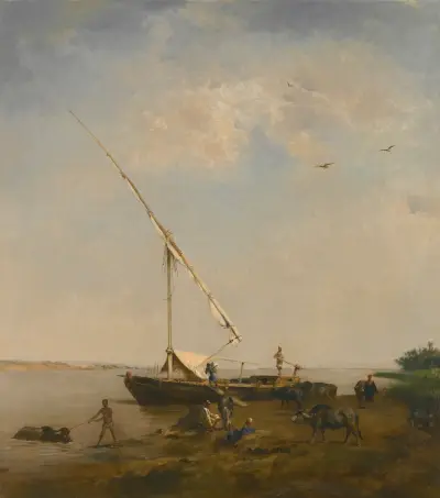Felucca Au Bord Du Nil av Eugène Fromentin