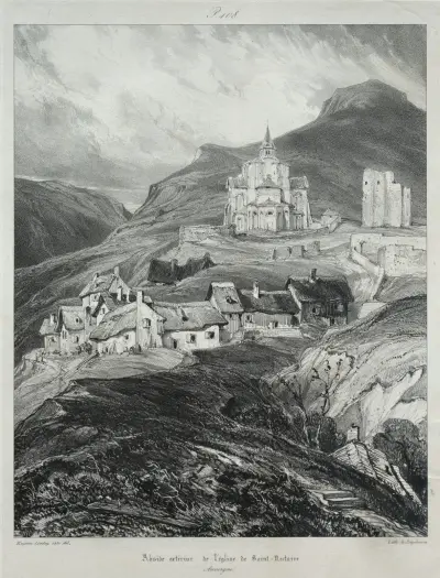Abside de l’église de Saint Nectaire av Eugène Isabey