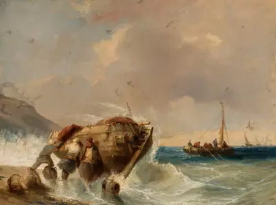 Fiskebåt vid kusten av Eugène Isabey