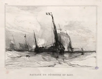 Fishing Boats at Anchor av Eugène Isabey