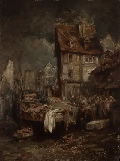 Hamninteriör (Vattenfrontsmarknad) av Eugène Isabey