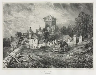 Pesteil Chateau at Polminhac av Eugène Isabey