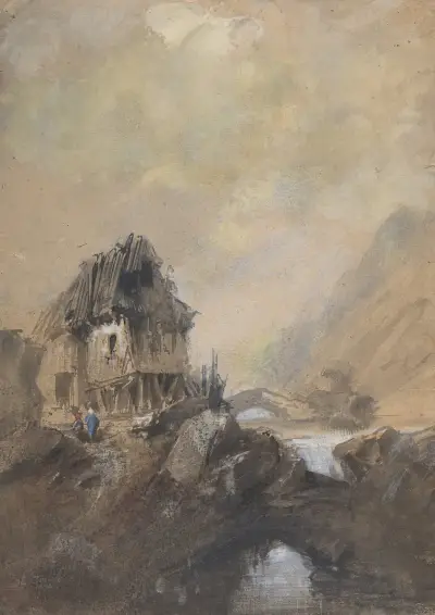Village à Dieppe av Eugène Isabey