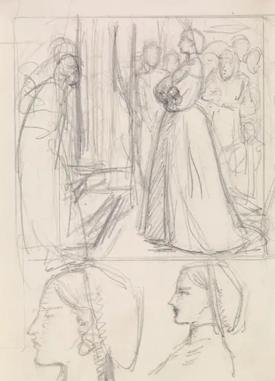 Christina Rossetti’s Maude Clare – Figure and Head Studies, 1859 – nr 1 av Sir John Everett Millais