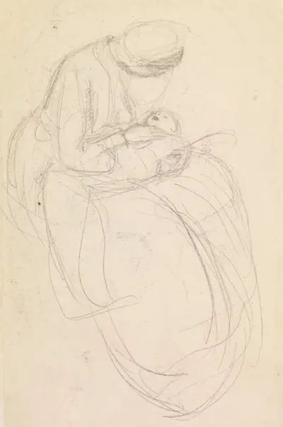 Female – Mother Scrutinising her Baby av Sir John Everett Millais