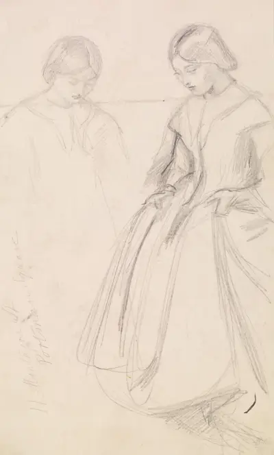 Female – Sketches of a Girl holding her Skirt av Sir John Everett Millais