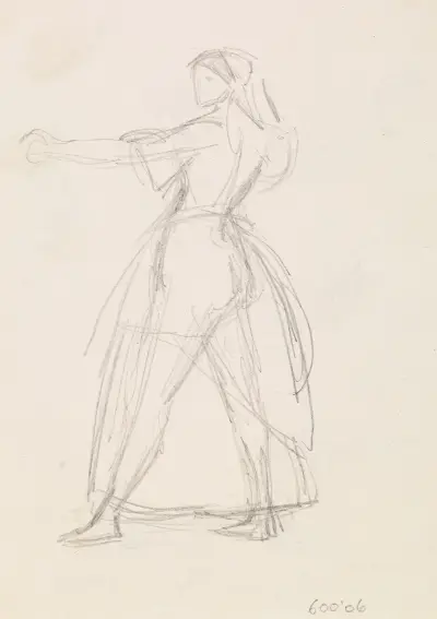 Female – Study of a Woman in a threatening Attitude, Arm raised (1851-2) av Sir John Everett Millais