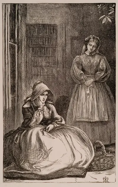 Please, Ma’am, can we have the peas to shell av Sir John Everett Millais