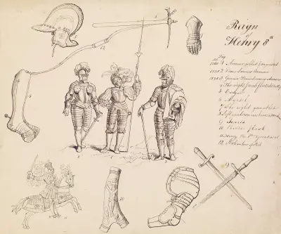 Sketches of Armour – Study for Henry VIII, 1844 – nr 1 av Sir John Everett Millais