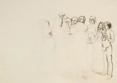 Study for ‘A Baron Numbering his Vassals’ av Sir John Everett Millais