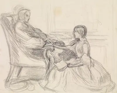 Tennyson’s The Grandmother’s Apology – Figure Study av Sir John Everett Millais
