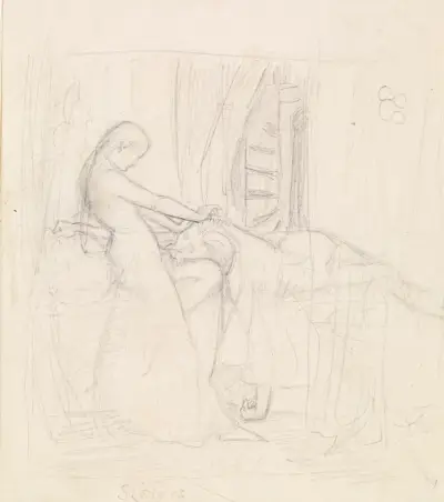 Tennyson’s The Sisters – Figure Sketch, 1855 – nr 1 av Sir John Everett Millais