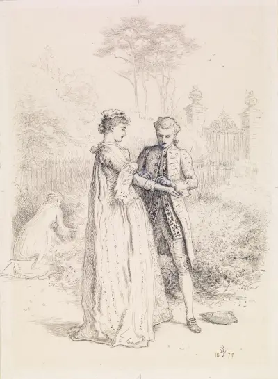 Thackeray’s Barry Lyndon – Barry Lyndon’s First Love av Sir John Everett Millais