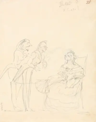 Two Gentlemen Talking to a Seated Lady – nr 2 av Sir John Everett Millais