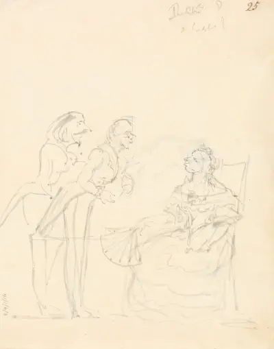Two Gentlemen Talking to a Seated Lady – nr 1 av Sir John Everett Millais