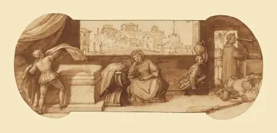 Taddeo Employed on Menial Tasks at Calabrese’s House av Federico Zuccaro