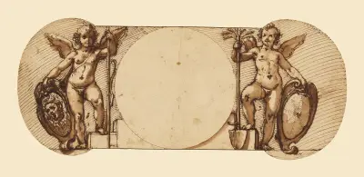 Two Child Angels, Symbolizing Patience and Industry av Federico Zuccaro