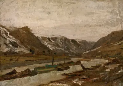 Barges in Dinant av Félicien Rops